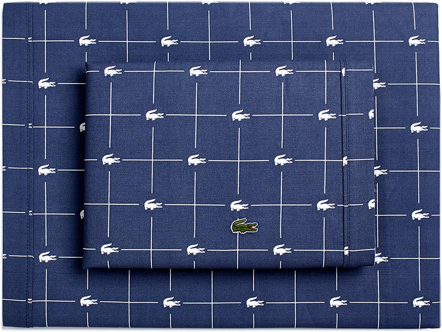 Lacoste Blue 6 Pcs Duvet Cover Bed Set T200 Percale Inspire