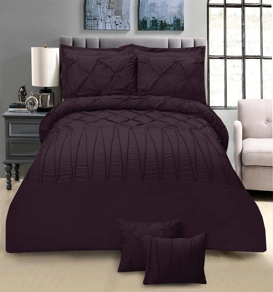 T300 Sateen Pintuck & Cross Pleated Duvet Set 8 pcs