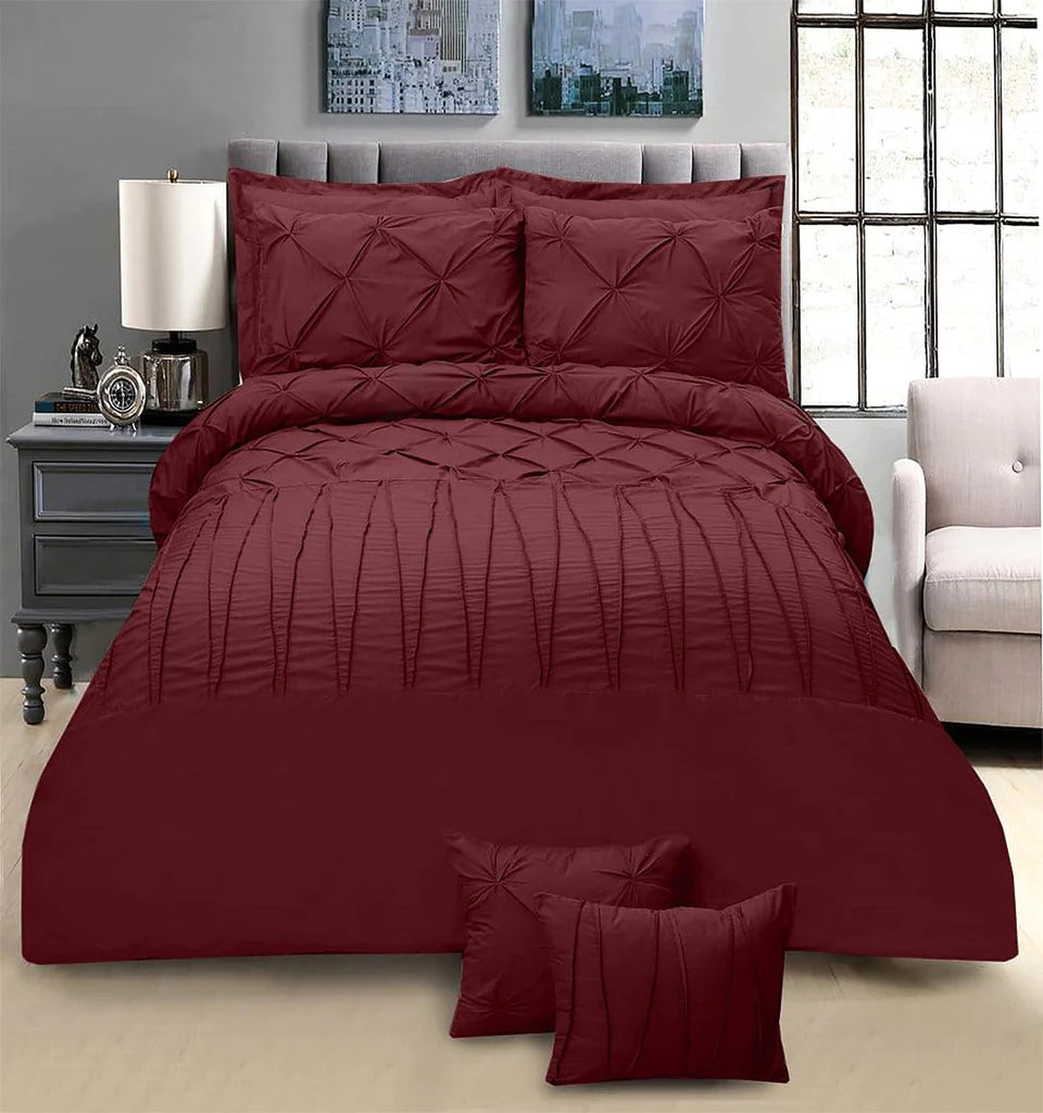 T300 Sateen Pintuck & Cross Pleated Duvet Set 8 pcs