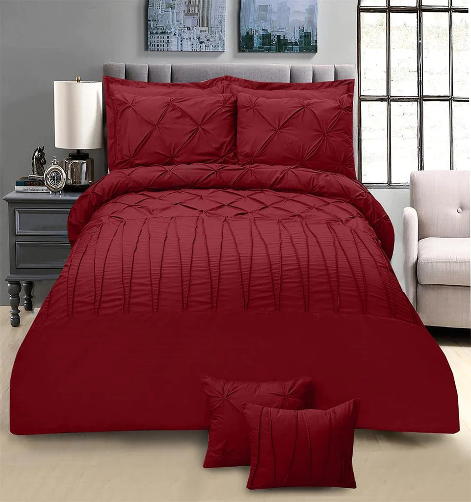 T300 Sateen Pintuck & Cross Pleated Duvet Set 8 pcs