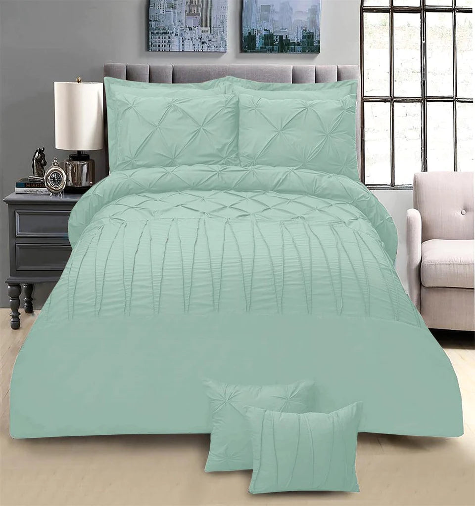 T300 Sateen Pintuck & Cross Pleated Duvet Set 8 pcs