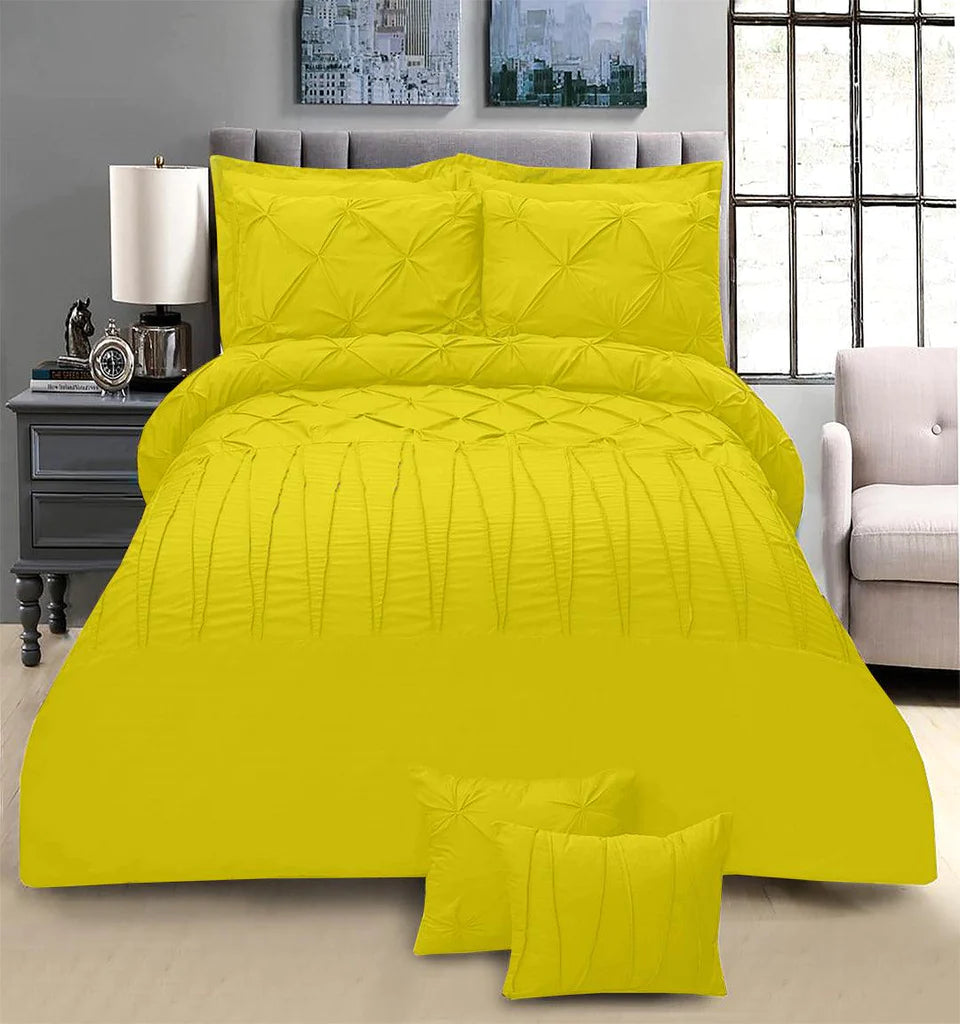 T300 Sateen Pintuck & Cross Pleated Duvet Set 8 pcs