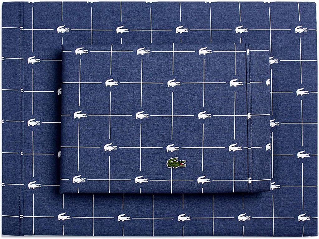 Lacoste Blue 6 Pcs Duvet Cover Bed Set T200 Percale Inspire