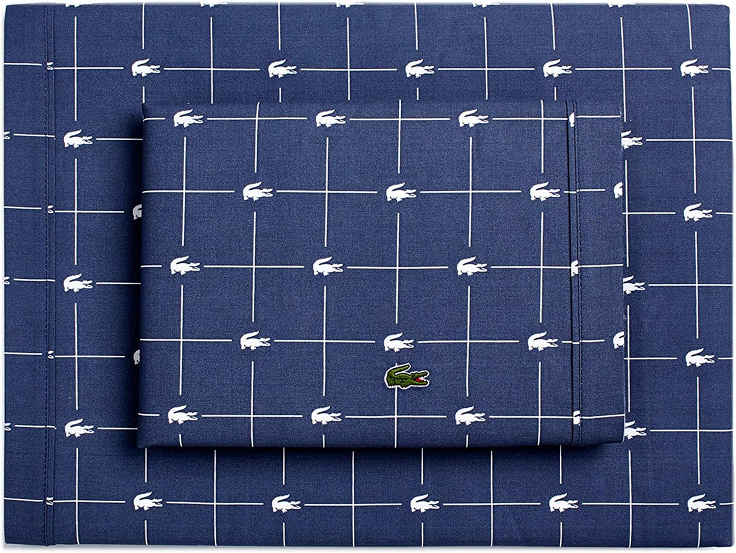 Lacoste Blue 6 Pcs Duvet Cover Bed Set T200 Percale Inspire