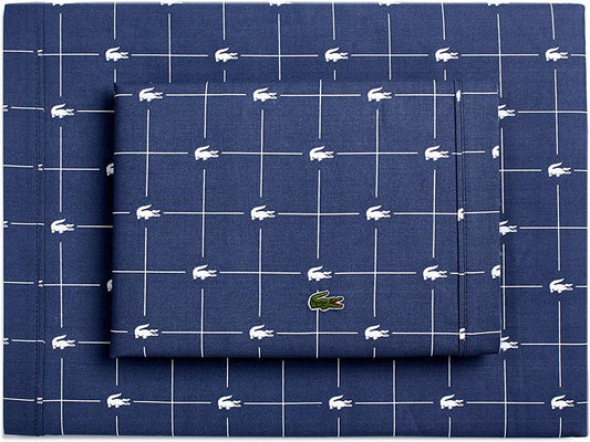 Lacoste Blue 6 Pcs Duvet Cover Bed Set T200 Percale Inspire
