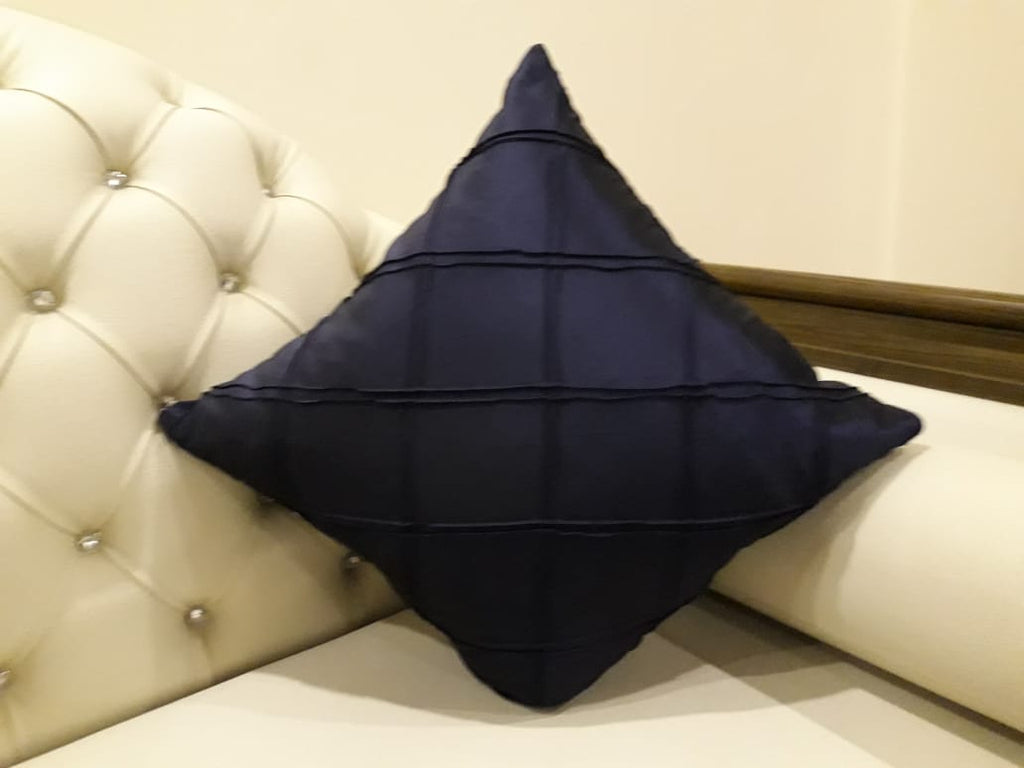 Navy Pintuck Decorative Cushion 18 x 18 Inches with Filling (Pair)