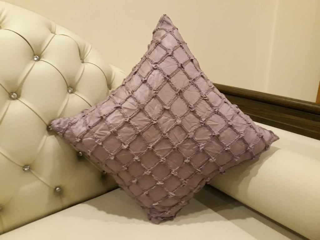 Pink Pintuck Decorative Cushion 18 x 18 Inches with Filling (Pair)