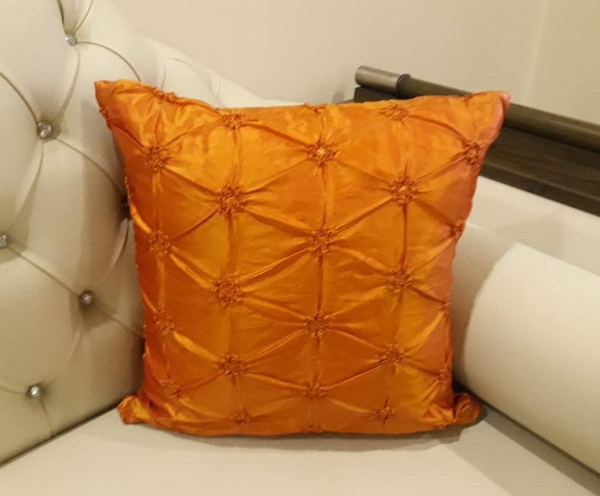 Yellow Pintuck Decorative Cushion 18 x 18 Inches with Filling (Pair)