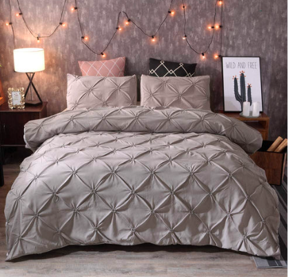 T200 Pinch Pleated Pintuck Duvet Cover 8 Pcs Set
