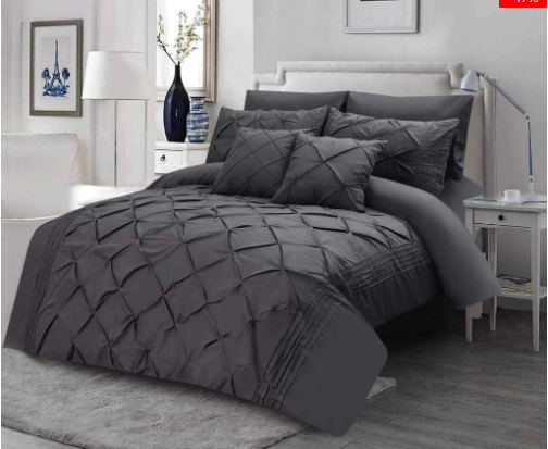 PINTUCK SATIN DUVET SET WITH PLEATS 8PCS