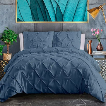 T400 Satin Pinch Pleated Pintuck Duvet Cover Set 5 pcs