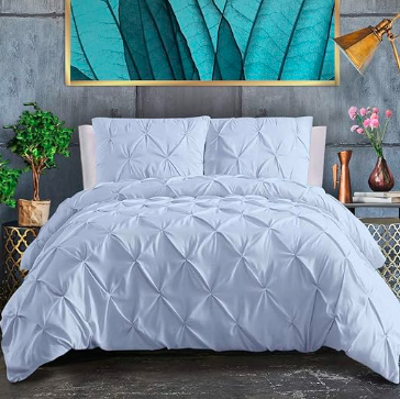 T400 Satin Pinch Pleated Pintuck Duvet Cover Set 5 pcs