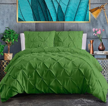 T400 Satin Pinch Pleated Pintuck Duvet Cover Set 5 pcs