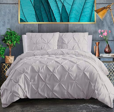 T400 Satin Pinch Pleated Pintuck Duvet Cover Set 5 pcs
