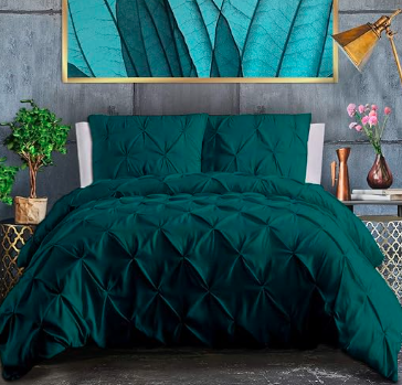 T400 Satin Pinch Pleated Pintuck Duvet Cover Set 5 pcs