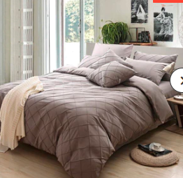 Cross Pleated Pintucks Duvet Cover 8 Pcs Set T200 D# GH202
