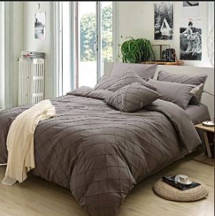 Cross Pleated Pintucks Duvet Cover 8 Pcs Set T200 D# GH202