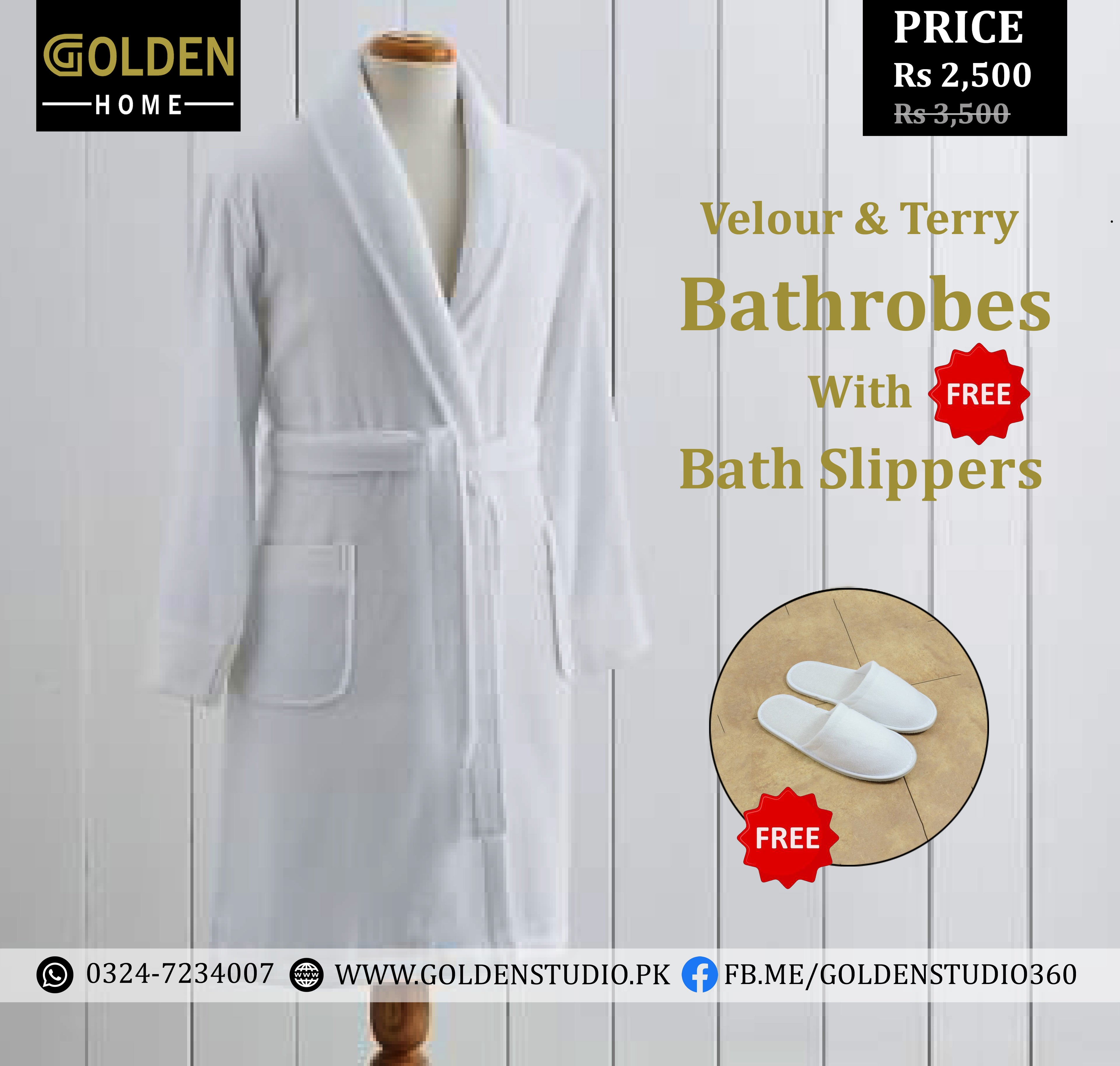 Bathrobe with Free Bath Slippers