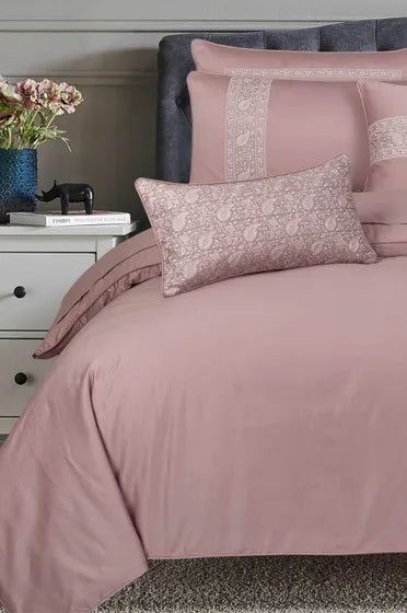 Coral Rose T-400 Embroidered Quilt Cover Set