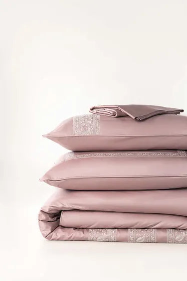 Coral Rose T-400 Embroidered Quilt Cover Set