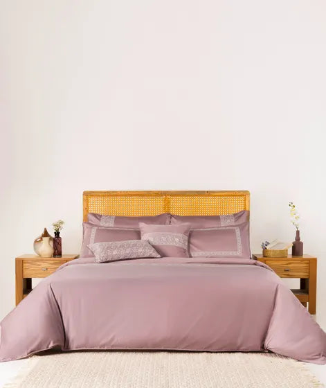 Coral Rose T-400 Embroidered Quilt Cover Set