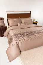 T400 Embroidered Khaki Quilt Cover Set