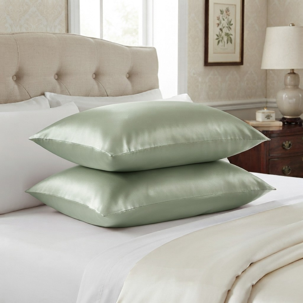 Silk Pillow Covers Pack of 2 Cyan