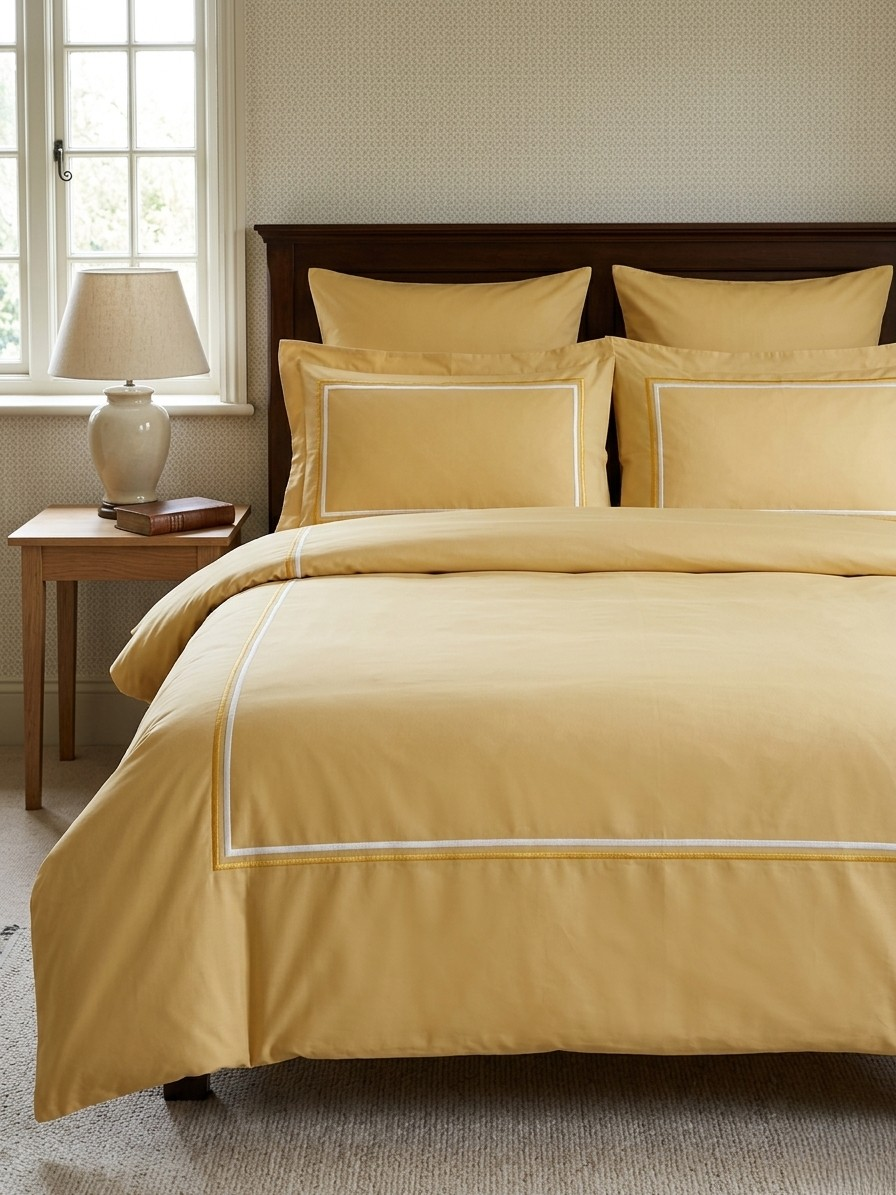 Baratta Stitch Bed Set Box Design T200 Percale Mustard