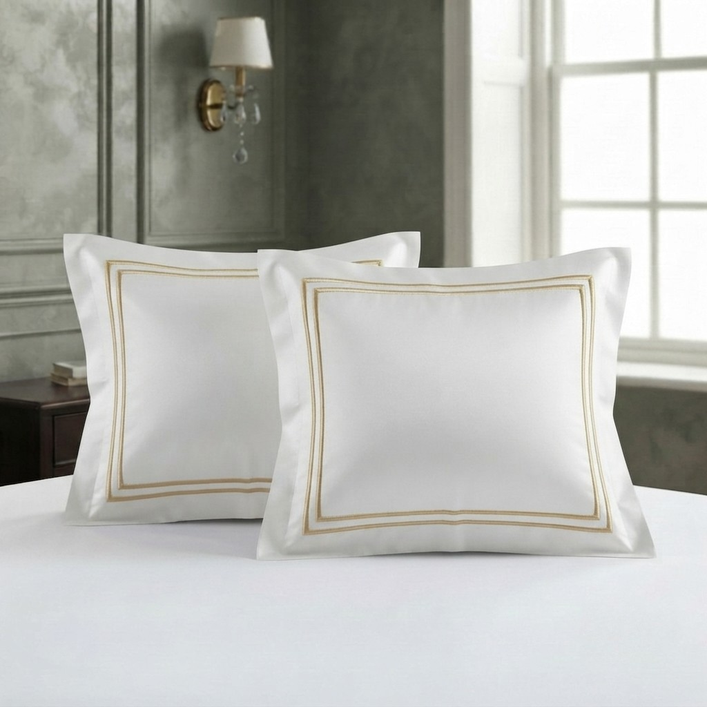Baratta Stitch Bed Set Box Design T400 Satin White/Golden