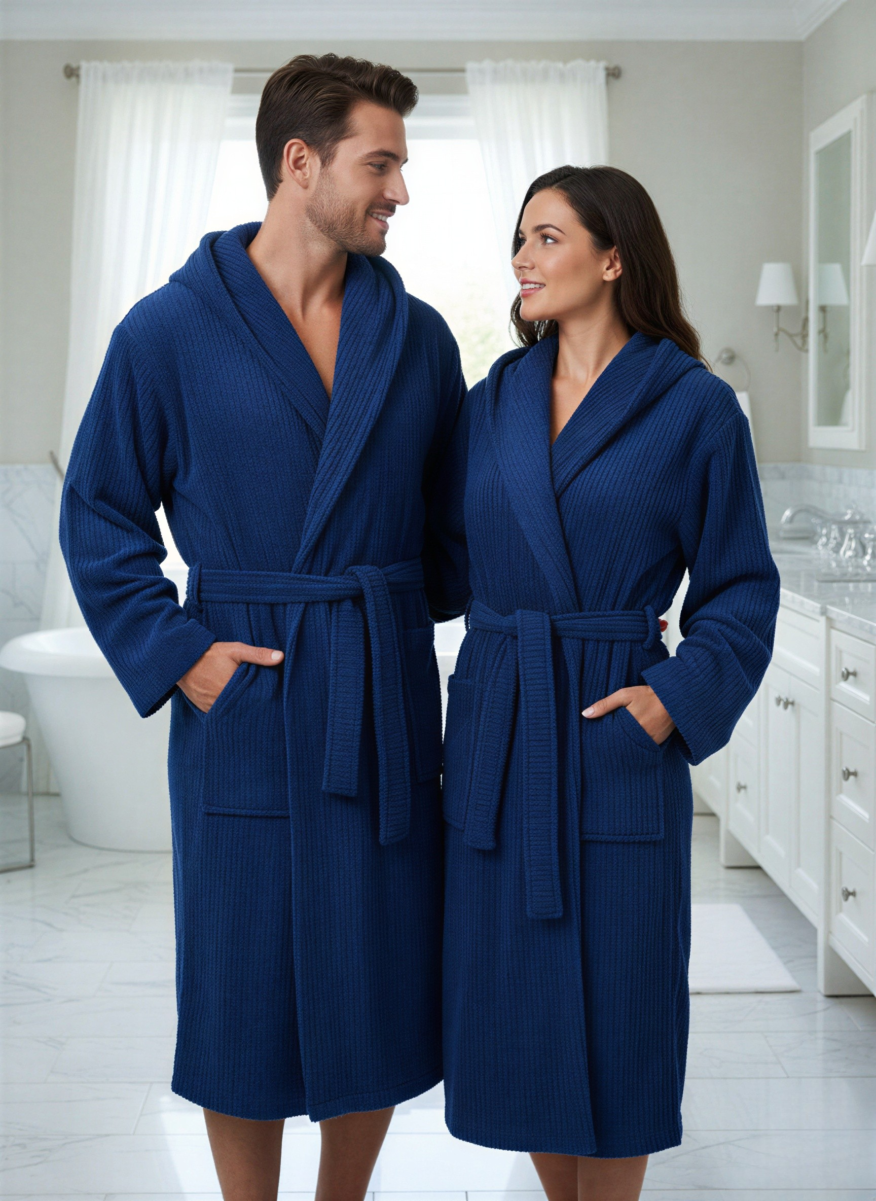 Luxe Egyptian Thin Stripe Bathrobe