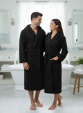 Luxe Egyptian Terry Bathrobe Black