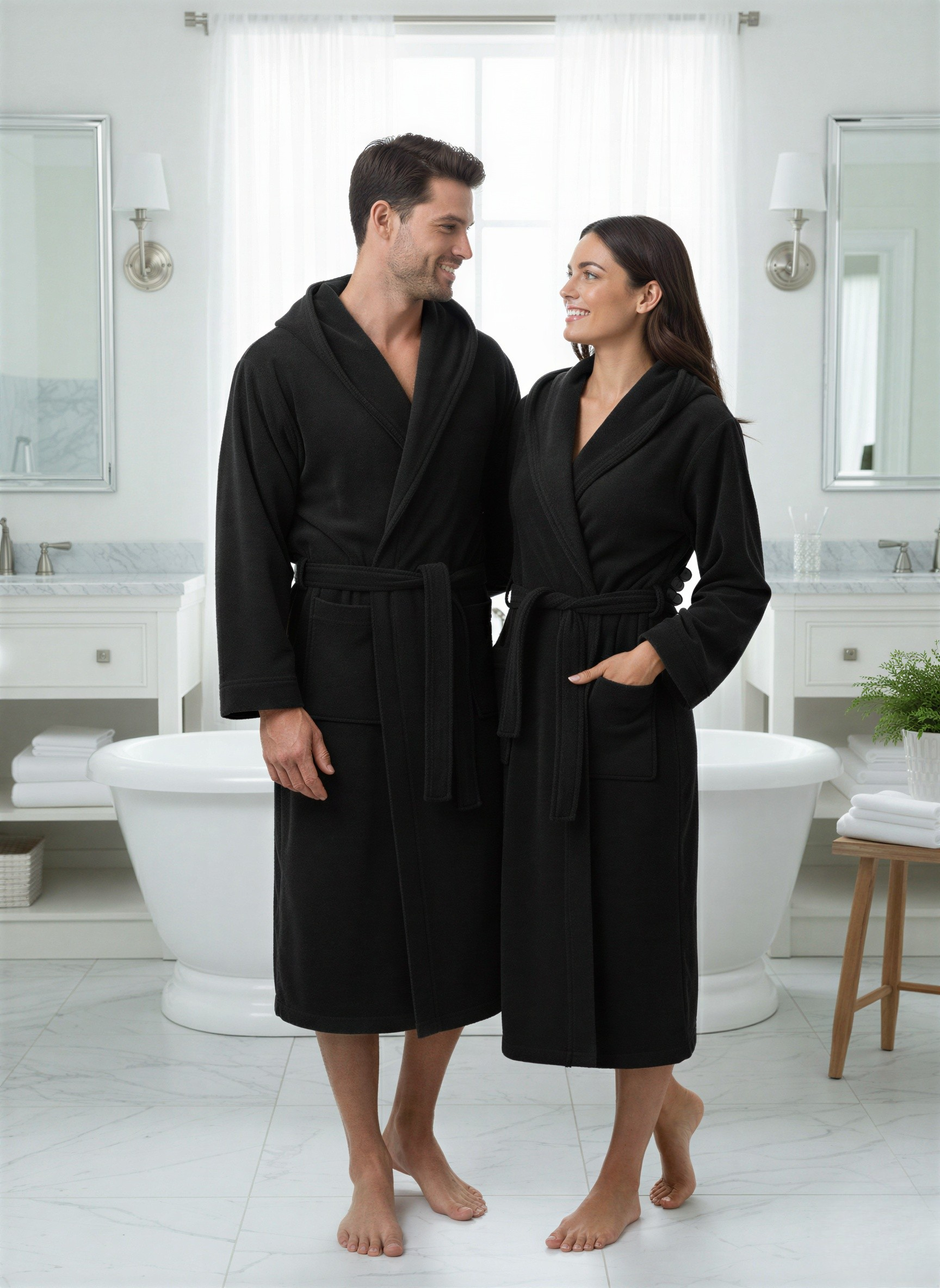 Luxe Egyptian Terry Bathrobe Black