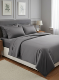T300 Satin Bed Set Dark Grey