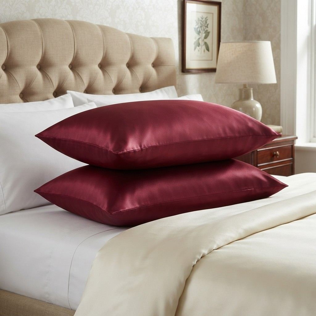 Silk Pillow Covers Pack of 2 Wine