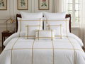 Baratta Stitch Bed Set Grid Design T400 Satin White/Golden