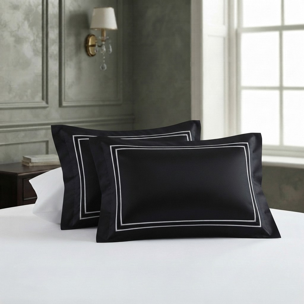 Baratta Stitch Bed Set Box Design T300 Satin Black