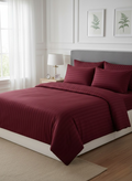 T300 Stripe Bed Set Burgundy