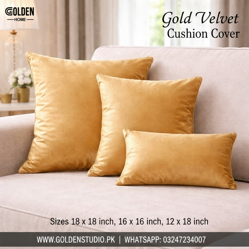 Velvet Cushion Cover Gold 1pc