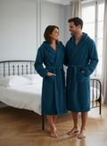 Classic Stripe Terry Bathrobe  Teal