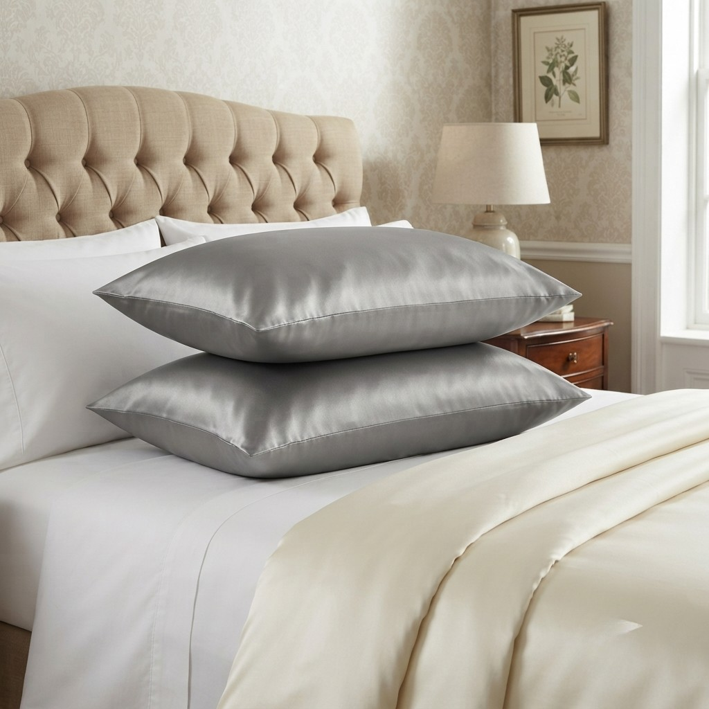 Silk Pillow Covers Pack of 2 Silver
