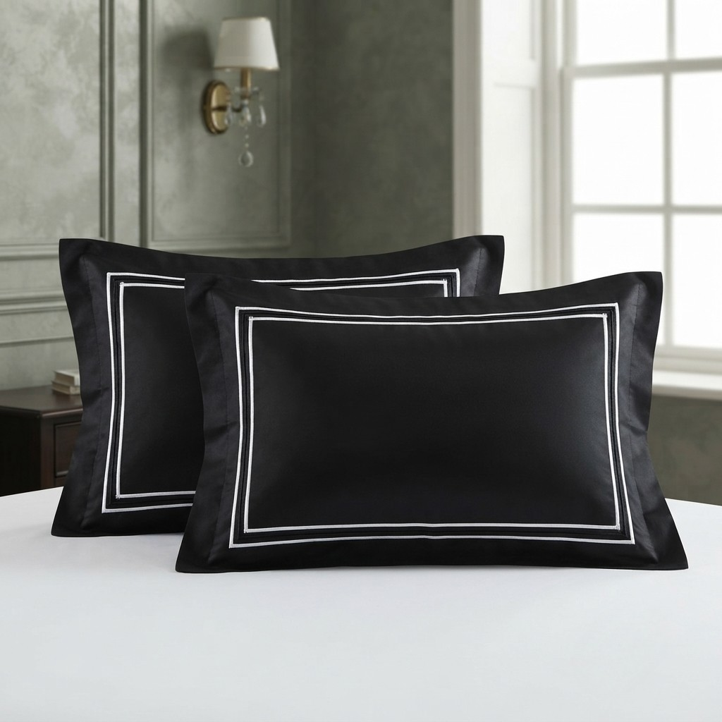 Baratta Stitch Bed Set Box Design T300 Satin Black