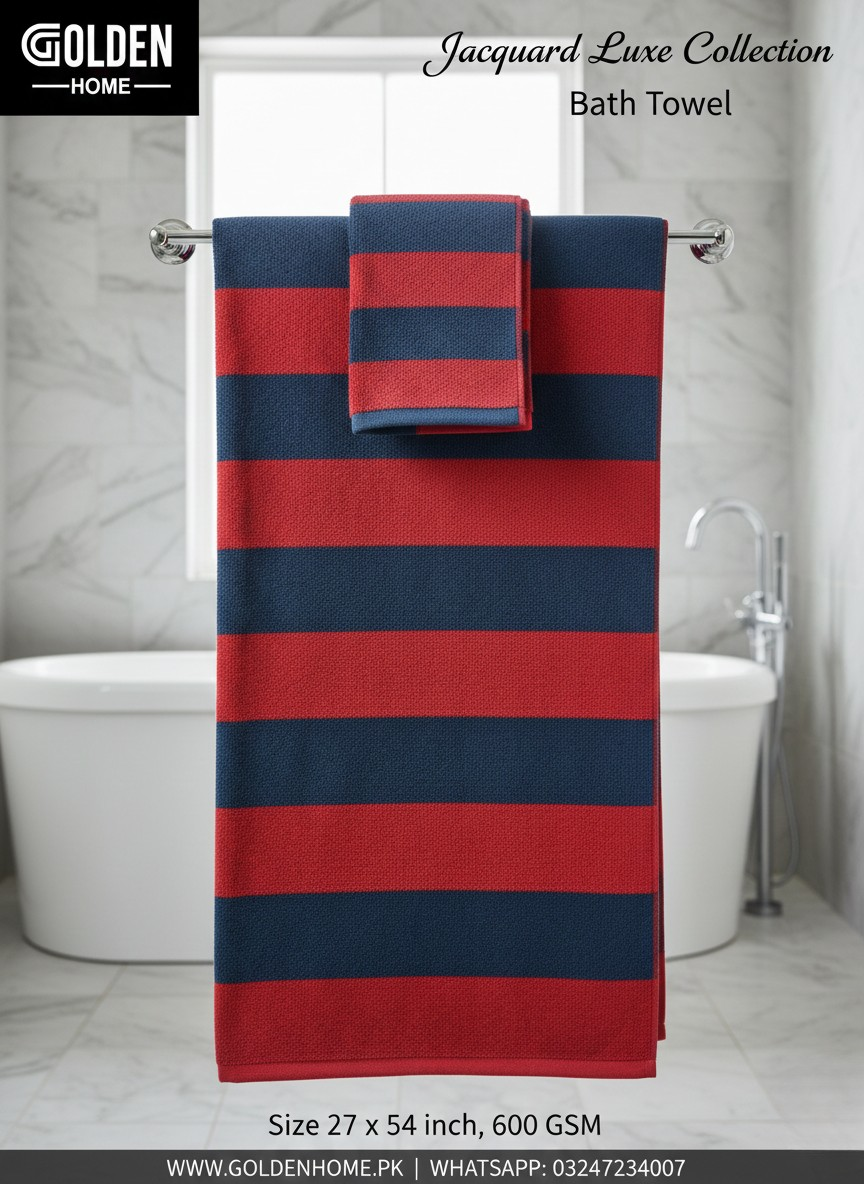 Stripe Bath Towel Blue/Red