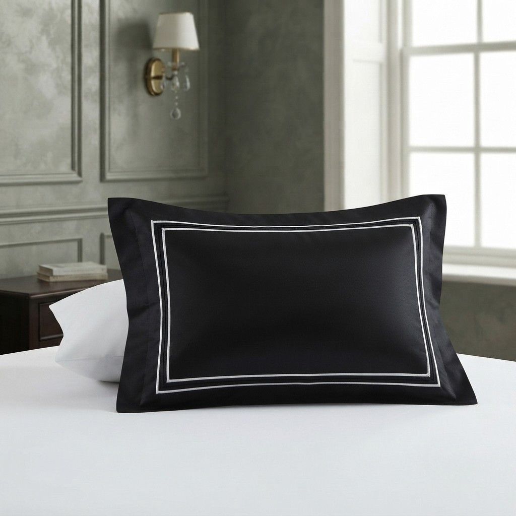 Baratta Stitch Bed Set Box Design T300 Satin Black