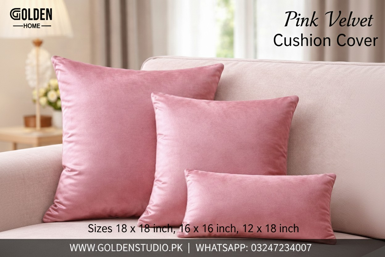 Velvet Cushion Cover Pink 1pc