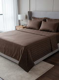 T300 Stripe Bed Set Brown