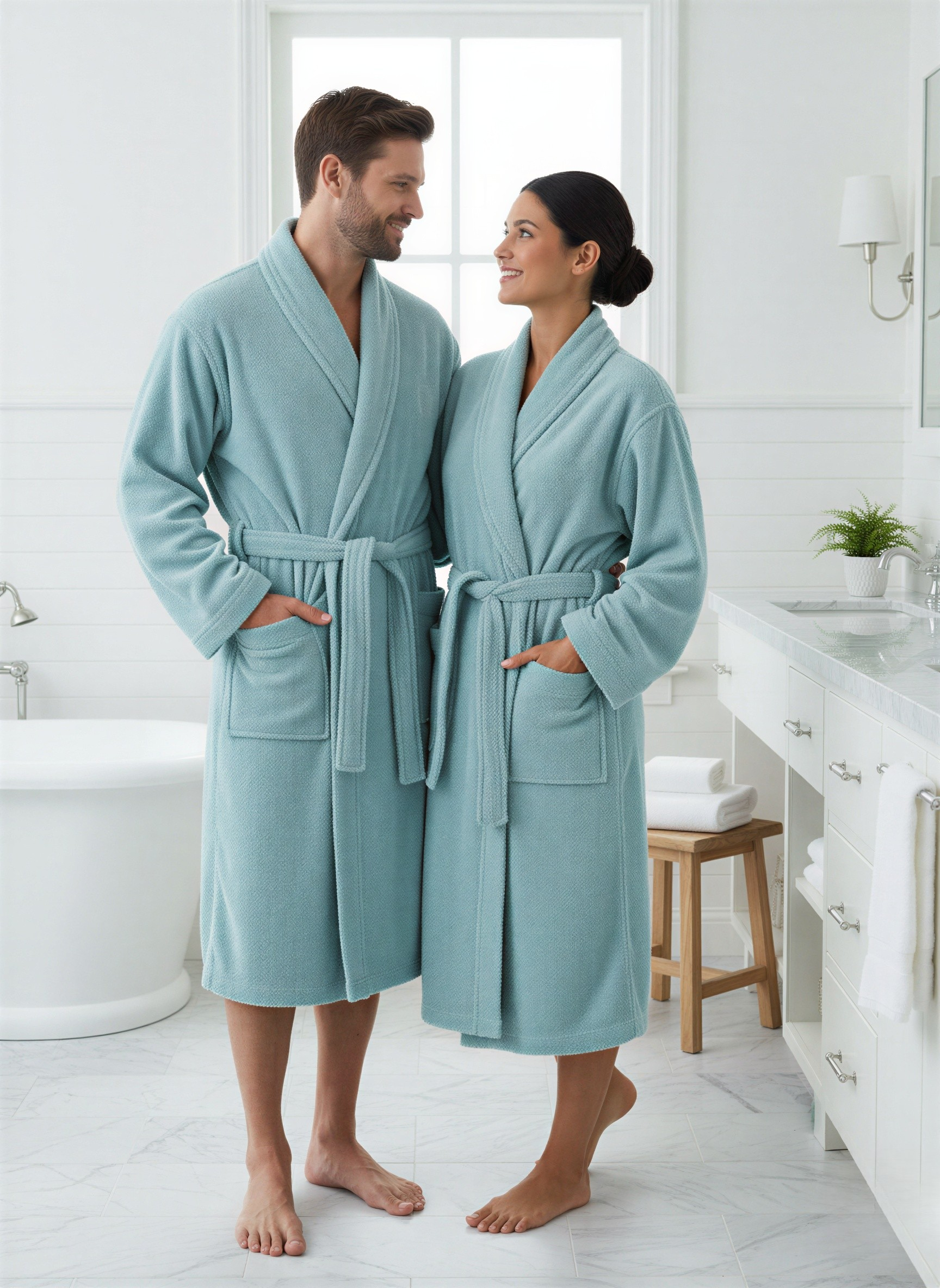 Luxe Egyptian Terry Bathrobe Aqua