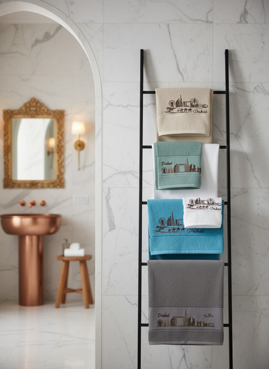 Dubai Embroidered Hand Towel White 20x36 inch