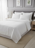 HOTEL BED SHEET T300 STRIPE SATIN WHITE