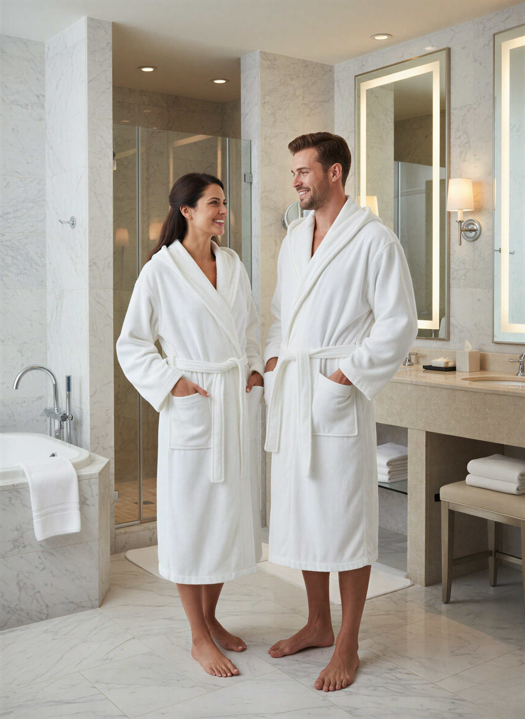 Luxe Zero Twist Velour Bathrobe White Hotel