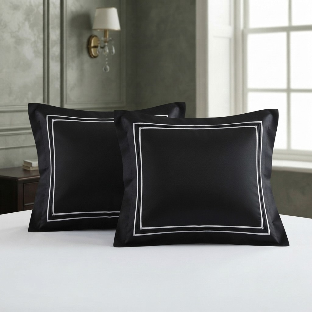 Baratta Stitch Bed Set Box Design T300 Satin Black